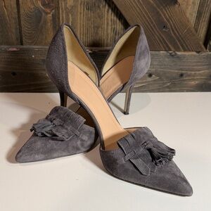 J. Crew Charcoal Suede Tassel Heels